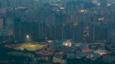 Fei ngo shan Kowloon Tepesi günden geceye zaman çizelgesi Hong Kong şehrinin gökyüzü.