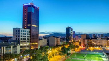 Barselona şehir panoramik genel bakış gün gece timelapse