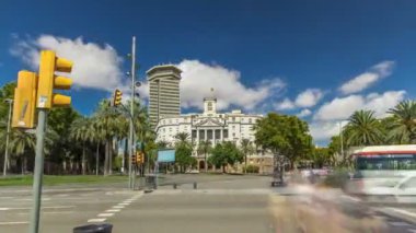 Ünlü Ramblas street timelapse hyperlapse tanımlanamayan yürüyen turist Barcelona, İspanya