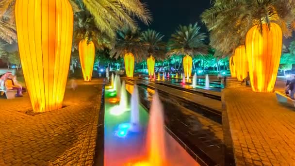 Aperto di recente Dubai Glow Garden giorno per notte timelapse è uno stato dell'arte architettura con architettura rispettosa dell'ambiente — Video Stock