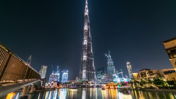 Centro de Dubai e Burj Khalifa timelapse em Dubai, Emirados Árabes Unidos — Vídeo de Stock