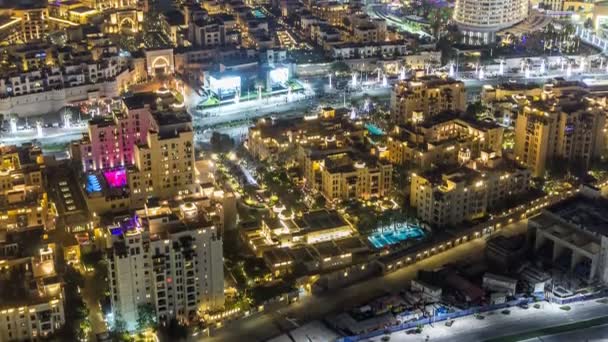 Blick von oben auf den zentralen Bereich der Stadt Timelapse Dubai Downtown — Stockvideo