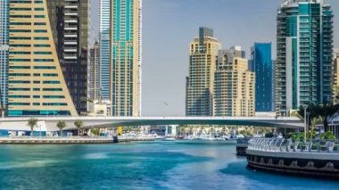 View of Dubai Marina modern Towers in Dubai at day time timelapse