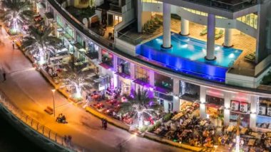 Güzel hava en iyi manzaraya gece timelapse Dubai Marina, Dubai, Birleşik Arap Emirlikleri