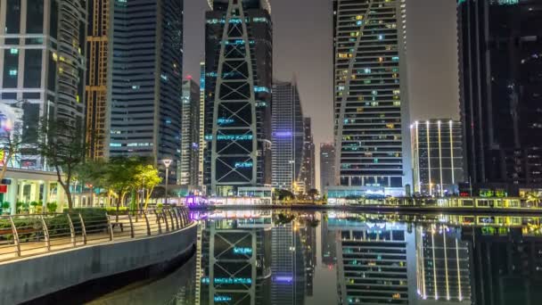 Woningbouw in Jumeirah Lake Towers timelapse in Dubai, Verenigde Arabische Emiraten. — Stockvideo