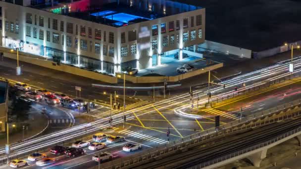 Güzel hava en iyi manzaraya gece timelapse Dubai Marina, Dubai, Birleşik Arap Emirlikleri — Stok video