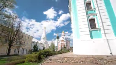 Rusya timelapse hyperlapse büyük manastır. Trinity-Sergius Lavra.