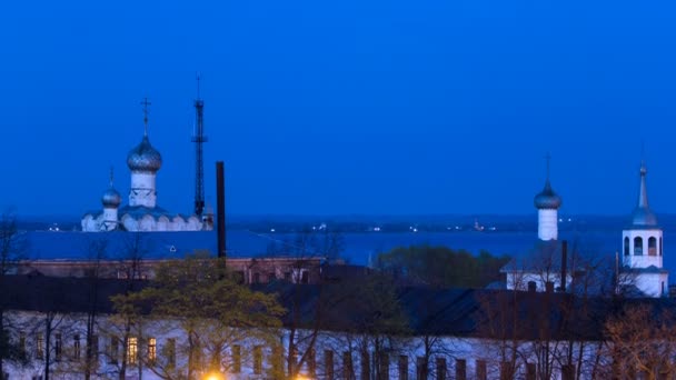 Panorama Kremlin de Rostov le Grand Timelapse, vue sur le lac Néron, Russie — Video