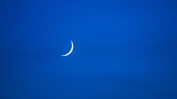 Waxing crescent moon on the sky timelapse — Stock Video