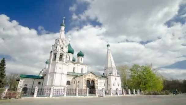 雅罗斯拉夫尔，俄罗斯，以利亚先知髂骨块 Prorok 在雅罗斯拉夫尔游戏中时光倒流 hyperlapse 教堂 — 图库视频影像