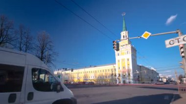 Rusya, Yaroslavl. Eski kışla Voznesensk timelapse hyperlapse bina