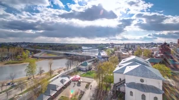 Panorama de la ville de Yaroslavl timelapse du clocher du monastère Spaso-Preobrazhensky 