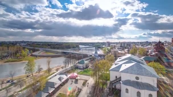 Panorama över staden Jaroslavl timelapse från klocktornet av Spaso-Preobrasjenskij kloster — Stockvideo