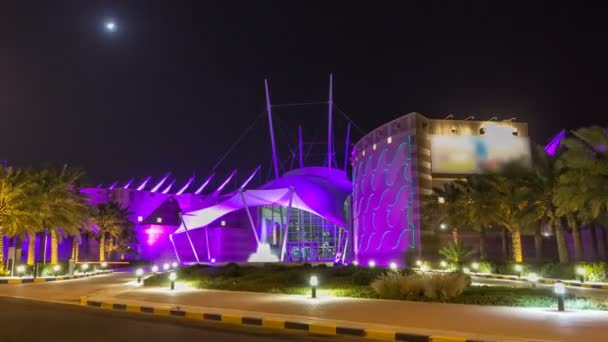 Kuwait centro científico en la noche timelapse hiperlapso — Vídeo de stock