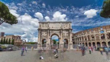 Arch of Constantine timelapse hyperlapse, Roma, İtalya.