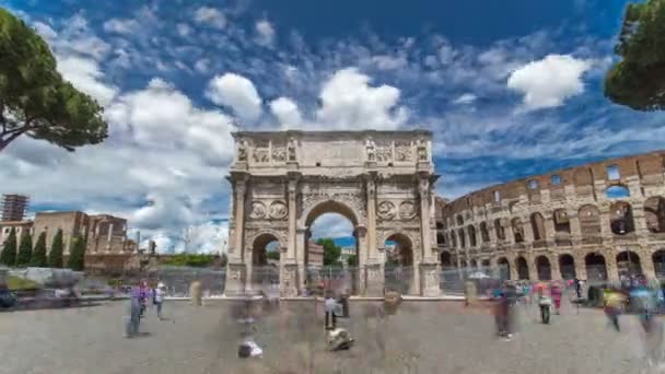 Arco de Constantino hyperlapse timelapse, Roma, Itália . — Vídeo de Stock