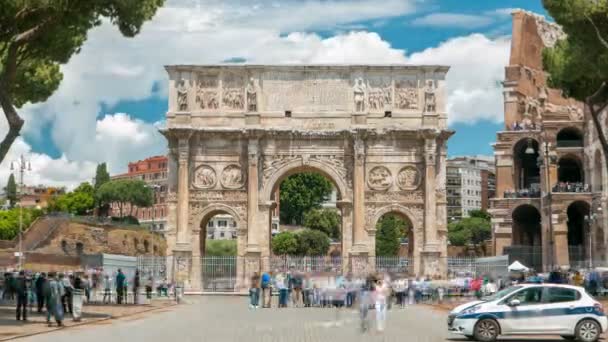 Boog van Constantijn timelapse, Rome, Italië. — Stockvideo