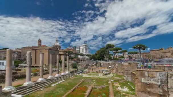 ローマ、イタリア - 古代ローマフォーラムタイムラプスハイパーラプス、ユネスコ世界遺産 — ストック動画