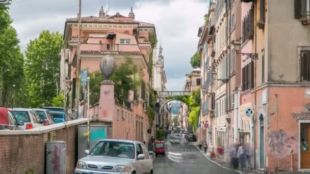 Rome, Italië: Straten van Rome met mensen die betrokken zijn bij de dagelijkse activiteit timelapse. — Stockvideo