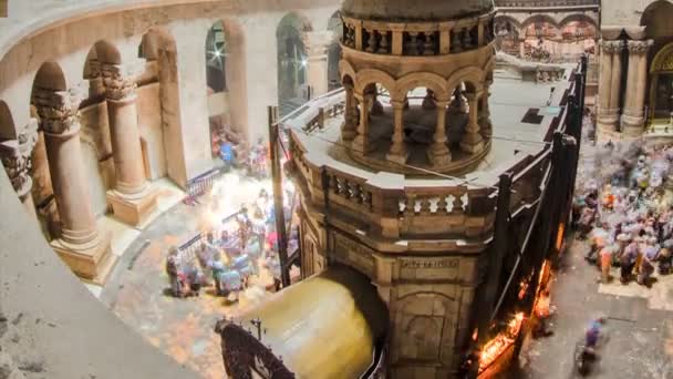 La Chiesa del Santo Sepolcro dentro dall'alto a Gerusalemme timelapse . — Video Stock