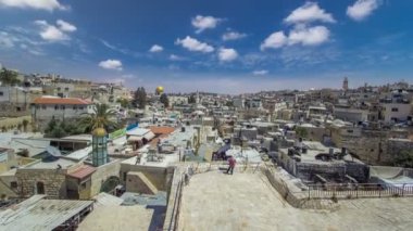 Damascus gate tepesinden Kudüs Old Town timelapse görüntüleyin. İsrail.