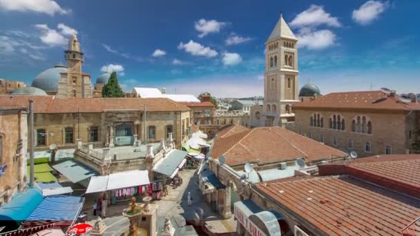 Blick auf die Altstadt im Zeitraffer. jerusalem, israel. alte stadt jerusalem von oben. — Stockvideo