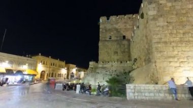 David Kulesi gece hızlandırılmış hiperlapsus. Jerusalem, İsrail