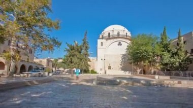 Kudüs'ün eski şehrinde Hurva adlı sinagog, İsrail timelapse hiperlapse
