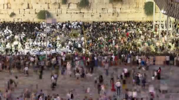 Religiösa judar Sunset Prayer service på Västra muren, Israel Timelapse — Stockvideo