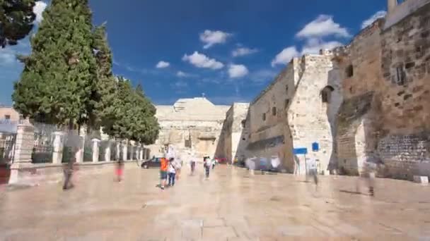 A Igreja da Natividade de Jesus Cristo hyperlapse timelapse. Palestin. A cidade de Belém . — Vídeo de Stock