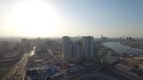 Cityscape of Ajman with modern buildings aerial top view — Stock Video