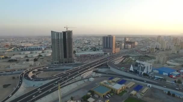 Cityscape of Ajman with modern buildings aerial top view — Stock Video