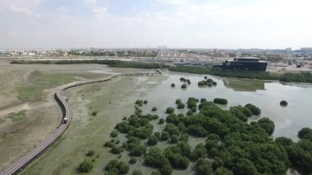 Stadsbilden Ajman med Golf fält antenn uppifrån — Stockvideo