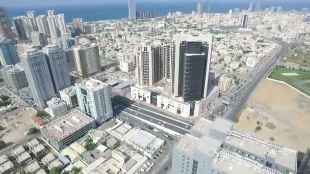 Cityscape of Ajman with modern buildings aerial top view — Stock Video