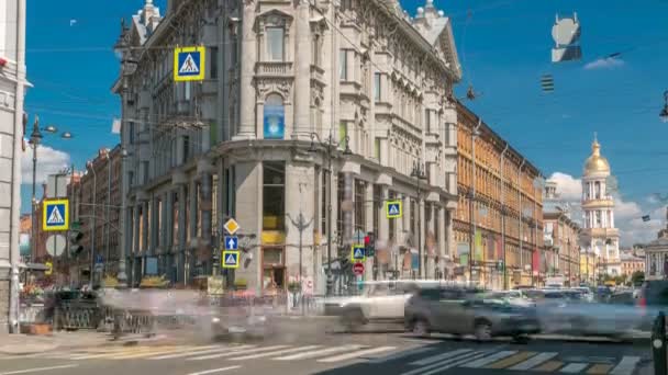 A Crossroads öt sarkában TimeLapse van. St. Petersburg, Oroszország — Stock videók