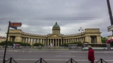 Kazan Katedrali veya Kazanskiy Kafedralniy Sobor timelapse hiperlapse Saint Petersburg