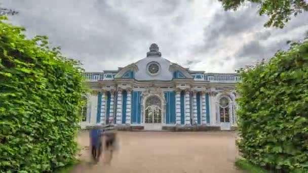 Jeskyni pavilon timelapse hyperlapse Catherine parku v Carskoje Selo Puškin, St. Petersburg, Rusko — Stock video