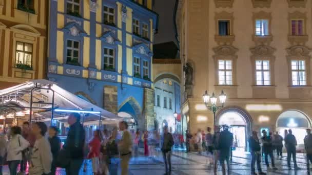 Night view of Old Town Square timelapse in Prague. Czech Republic — Stock Video