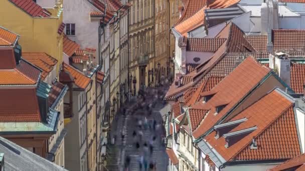 Widok z wysokości Wieża Prochowa w Pradze timelapse. Pomnik historyczny i kulturalny — Wideo stockowe