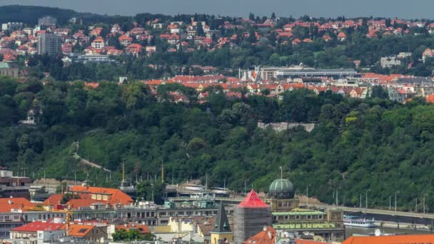 Çek Cumhuriyeti Vitkov Anıtı'nın tepesinden Prag timelapse panoramik görünümü — Stok video