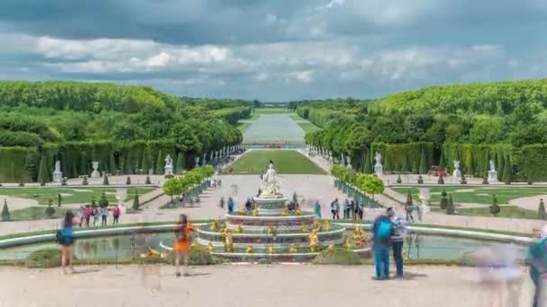 A Fonte Latona no Jardim de Versalhes timelapse em França. — Vídeo de Stock