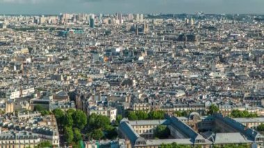 Paris 'in Panorama' sı, Fransa. Montmartre Sacre-Coeur 'un Kutsal Yürek Bazilikası' ndan güzel bir manzara. .