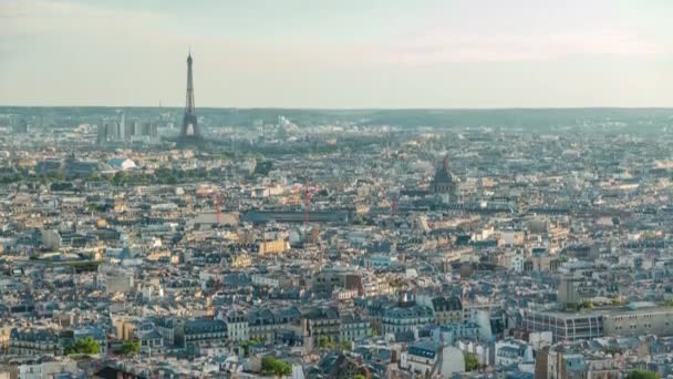 Panorama över Paris timelapse, Frankrike. Ovanifrån Sacre-Coeur i Montmartre . — Stockvideo