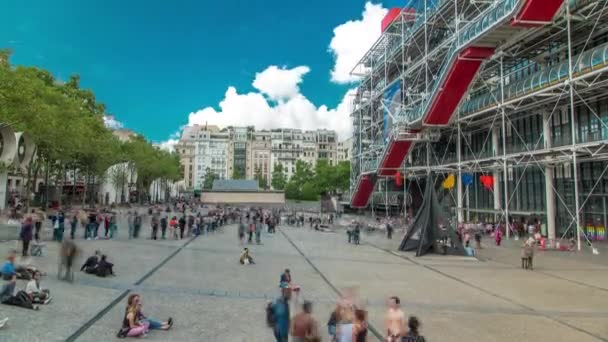 Fasáda centra Georges Pompidou timelapse v Paříži, Francie. — Stock video