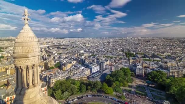 Panorama över Paris timelapse, Frankrike. Ovanifrån Sacre-Coeur i Montmartre . — Stockvideo