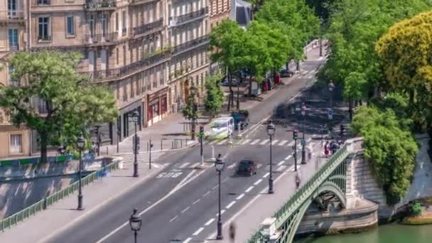 Panorama della timelapse di Parigi. Vista dal Arab World Institute Institut du Monde Arabe edificio. Francia. — Video Stock