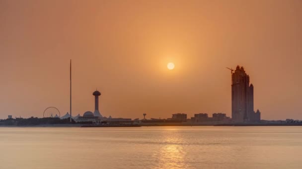 Sunset in Abu Dhabi over Marina Island timelapse — Stock Video