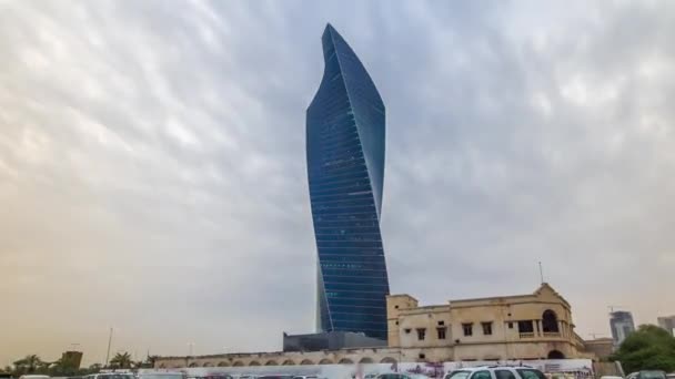 Tower in Kuwait City timelapse hyperlapse. Kuwait, Middle East — Stock Video