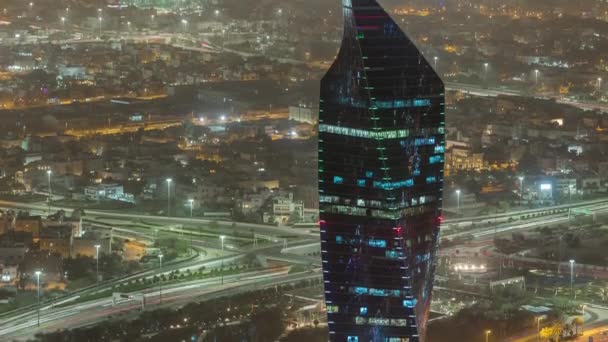 Kuwait City stadsbild natt timelapse är huvudstad i Kuwait. Solnedgångstid. — Stockvideo