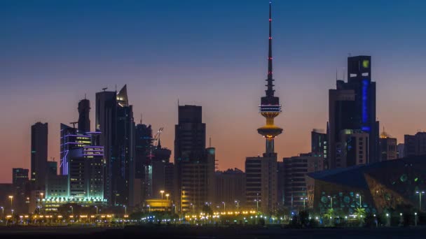 Kuveyt 'in deniz kenarındaki ufuk çizgisi Gece ve gündüz zamanlaması — Stok video